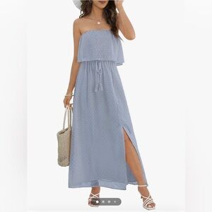 NWT blue strapless maxi dress